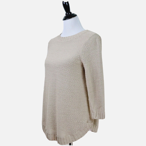J Jill Size Petite XS Nubby Knit Sweater Pullover Cotton Beige - Picture 1 of 9